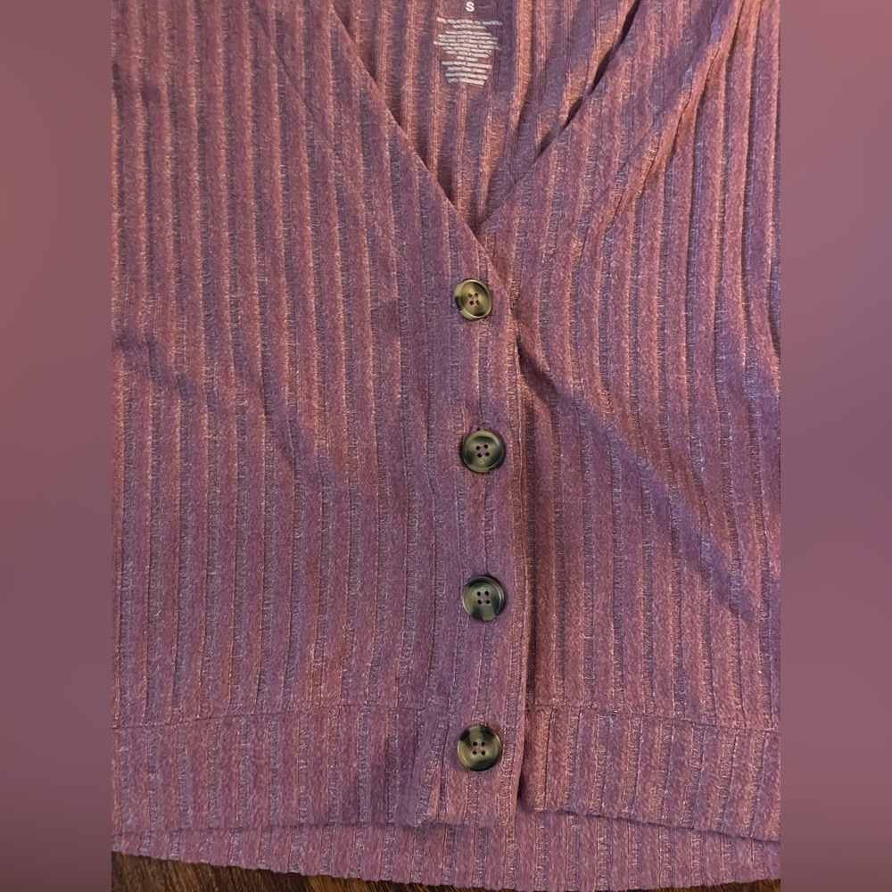 Mauve ribbed cardigan - Picture 6 of 7